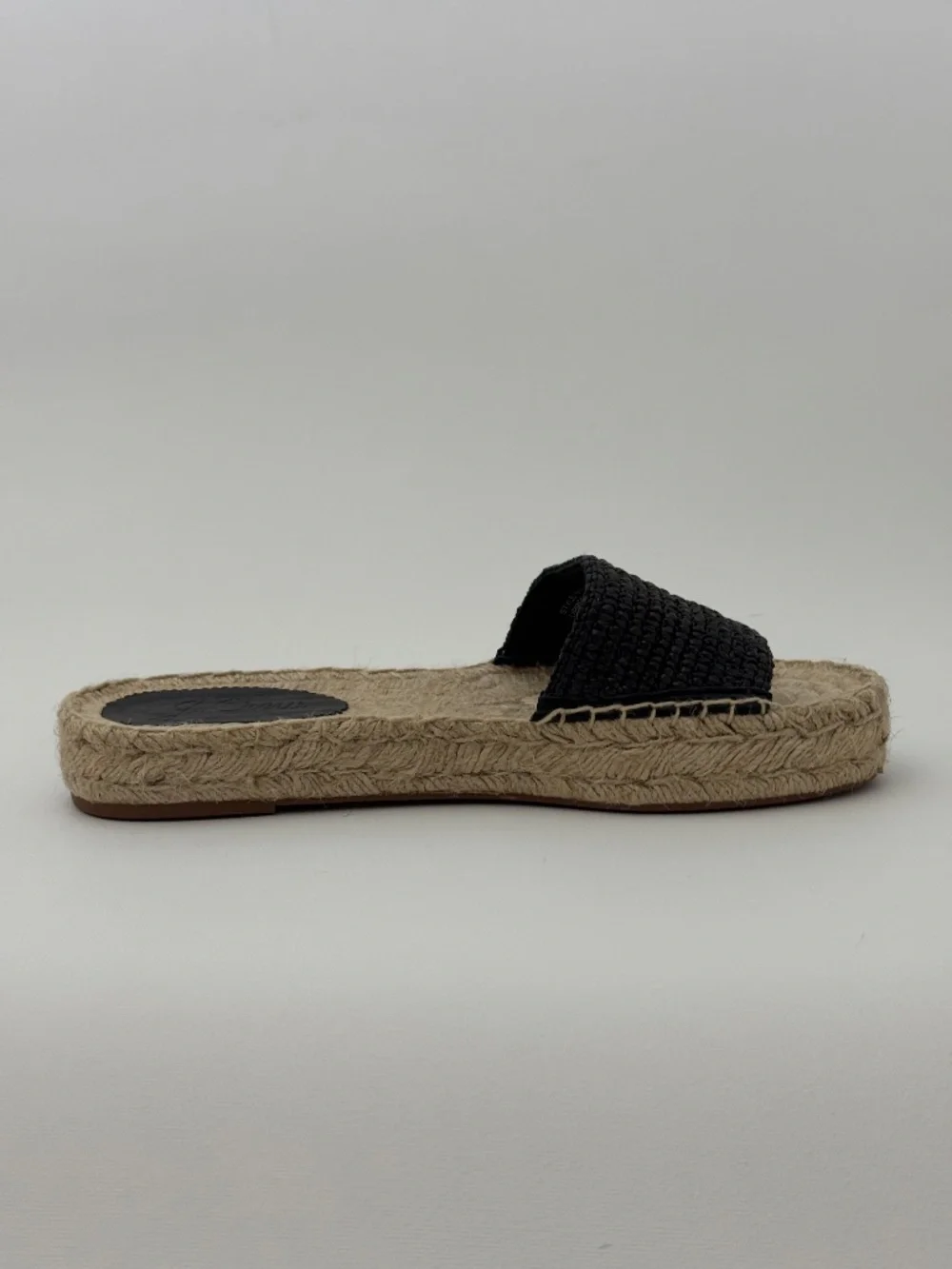 J. Crew Black Woven Espadrille Slide Mules